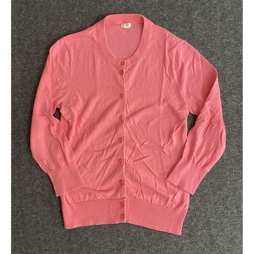 J Crew Cardigan Sweater Womens Pink Long Sleeves Casual Career Size S